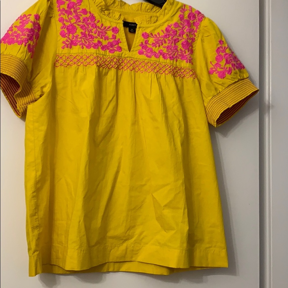 J.Crew pink embroidered blouse